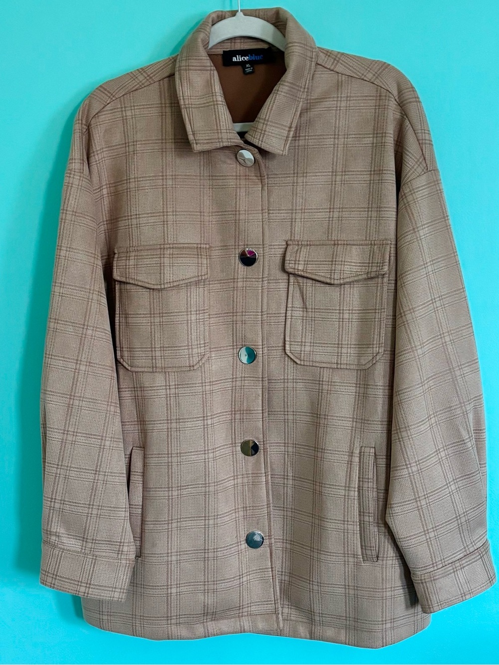 Alice Blue Oversized Plaid Shacket